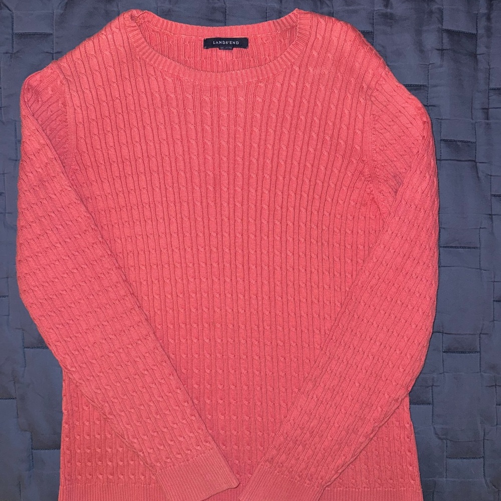 Lands' End Women's Coral Crew Neck Sweater